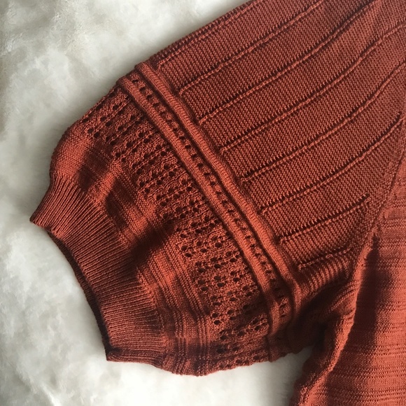Loft Brown Knitted Bohemian Short Sleeve Top size M - Picture 7 of 8